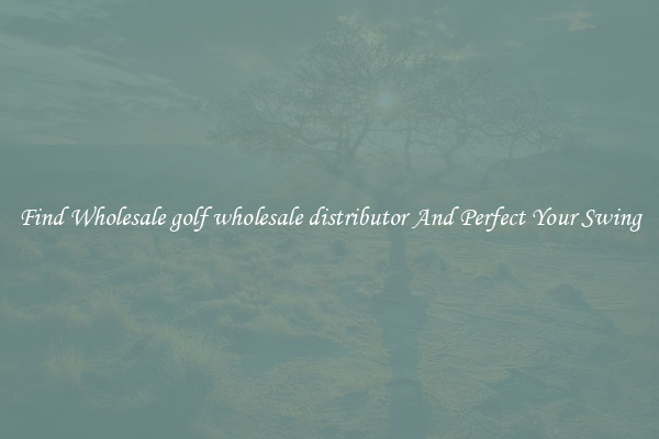Find Wholesale golf wholesale distributor And Perfect Your Swing